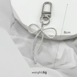 thumbnail for Peach heart bow keychain beaded musical note simple and versatile metal love keychain pendant car key case