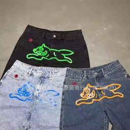 thumbnail for American Street Hip-Hop Washed Flying Dog Print Denim Shorts Men's Cross-Border Direct Sales High Street Casual Trousers Trendy