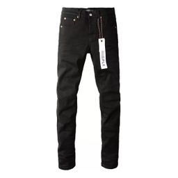 thumbnail for PU Foreign Trade Cross-border Men's Small-Foot Trendy Brand Personalized AM New Slim Fit Ripped Appliqué Embroidered Straight-Leg Jeans Stylish