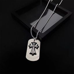 thumbnail for European and American Hot Sale CH Cross Necklace Neutral Fashion Trend Clavicle Chain Couple Square Brand Pendant Hair