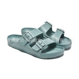 thumbnail for Summer EVA flat slippers wear flat shoes with double buckle EVA sandals waterproof and non-slip ultralight beach slippers couple shoes