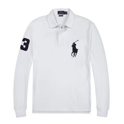 thumbnail for Long-sleeved Big Horse Embroidered Men&#039;s Lapel Solid Color Bead Pure Cotton plus size Loose T-shirt Cross-border Explosion POLO Shirt