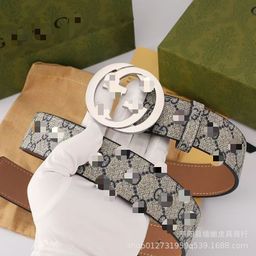 thumbnail for New Korean Style Belt Men&#039s Double g Smooth Buckle Genuine Leather Belt Letter Fashion Trendy Versatile Trouser Belt Factory Direct Sale