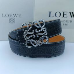 thumbnail for L-Letter Leather Belt with Plain and Pebbled Texture, 3.2 Wide, 4.0 Unisex Belt, Versatile Casual Jeans Belt
