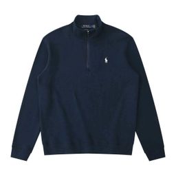thumbnail for Cross-Border Foreign Trade RL Ralph Lauren American-Style Pony Logo Fleece-Lined Thickened Half-Zip Pure Cotton Ultra-Soft Stand Collar Unisex Top