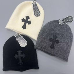 thumbnail for Korean-Style Trendy Embroidered Leather Label Rolled-Edge Knitted Beanie Hat for Autumn and Winter, Warm Ear-Protecting Headwrap Hat, Cold Weather Hat