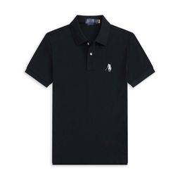 thumbnail for Classic Men's Rl Pony Logo Polo Shirt Lapel Embroider Pure Color Cotton Large Size Loose Short-Sleeved T-Shirt