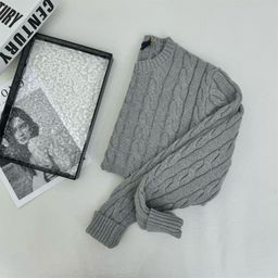 thumbnail for RL Laff Pony Logo Bordado Outono e Inverno Gola Redonda Torcido Suéter de Manga Longa Estilo Solto