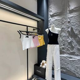 thumbnail for 2026 Summer New Xiangjia Letter Striped Knit Shoulder Vest - Sleeveless Pullover Vest with Double C Logo