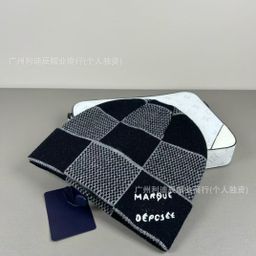 thumbnail for Cross-border autumn and winter warm hats, men's and women's outdoor cold-proof knitted hats, cold hats, plaid curled letter beanies, in stock