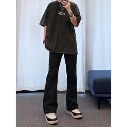 thumbnail for cleanfit Smoke Grey Jeans Men&#039s Autumn Slim-fit Straight Pants American Style Retro Vibe Casual Pants