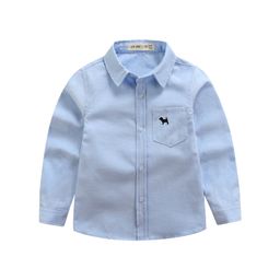 thumbnail for Children's shirt boy long-sleeved shirt 3-14 years old spring and autumn lapel cartoon casual middle and big children performance uniform school uniform