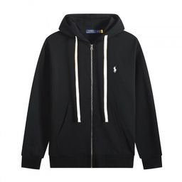 thumbnail for High Quality Cross Border Pony Hooded RL Cardigan Solid Color Sweatshirt Embroidered Loose Paul Men's Polo Jacket Source