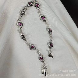 thumbnail for chcroba cross flower diamond bracelet Europe and the United States retro fashion trend S925 standard thin bracelet for men and women couples
