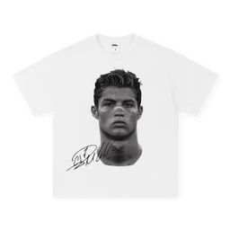 thumbnail for Cristiano Ronaldo American Street Style Heavy Short-Sleeve T-Shirt for Men, Cross-Border Retro Washed Vintage American Fashion Pure Cotton Small Neckline Trendy