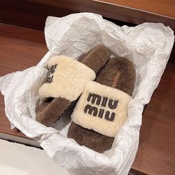 thumbnail for Thick-Soled Furry Slippers for Outdoor Wear 2025 New Autumn and Winter Lamb Wool Fluffy M-Shaped Trendy Internet Celebrity Fashion Cotton Slippers