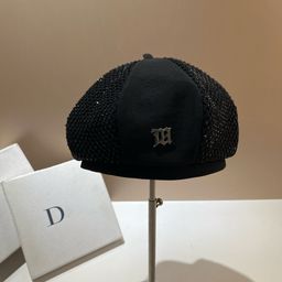 thumbnail for Italy designer big-name rhinestone light luxury beret women's autumn and winter fashion trendy sweet cool black octagonal hat