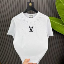 thumbnail for Camiseta de marca europeia de luxo de verão de alta qualidade estilo europeu Xiuhe terno de seda gelada com strass meia manga masculina manga curta plus size