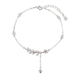 thumbnail for 999 pure silver wheat ear bracelet for women, light luxury, niche, high-end feeling, exquisite diamond-studded leaf bracelet, silver jewelry factory wholesale