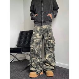 thumbnail for New American Style Retro Mist Spread Multi-Pocket Sizzy Camouflage Pants Men's and Women's Loose Straight Casual Overalls