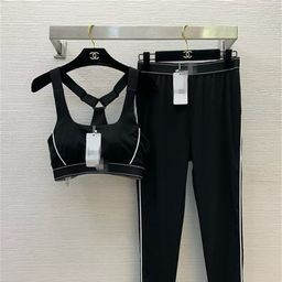 thumbnail for Pilates Yoga Pants Running Sports Fitness Pants Suit Women's Y-Shaped Vest with Chest Pad Shock-Proof Bra Two-Piece Set