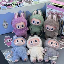 thumbnail for LAbubu first and second generation enamel face plush doll macaron series Internet celebrity hit blind box trendy pendant
