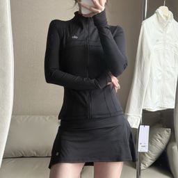 thumbnail for aloyoga zipper sports jacket long sleeve training clothes tight stand-up collar slim yoga clothes spring and autumn fashion