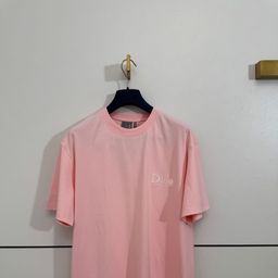 thumbnail for Cross-border color correct version Dio Dijia small label embroidered letter solid color short-sleeved T-shirt for men and women