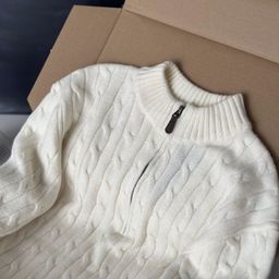 thumbnail for 2025 men's and women's pony logo long sleeve wool sweater autumn half zipper loose outer long sleeve women's versatile knit