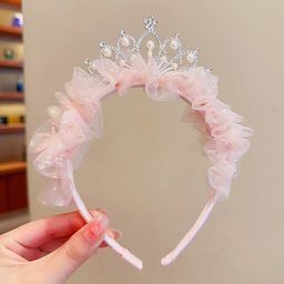 thumbnail for Children's Crown Super Fairy Headband Baby Birthday Veil Headband Female Sweet and Cute Hairpin Han Dynasty Little Princess Tiara