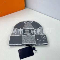thumbnail for European and American cross-border fashion pattern knitted hat Korean version casual and versatile simple autumn and winter warm outdoor cold-proof wool hat