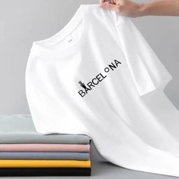 thumbnail for Short-sleeved T-shirt Summer Trendy Fashion Slim-fit Slimming Men's and Women's Yellow Top Short T Ten-color Large Label Printed T-shirt