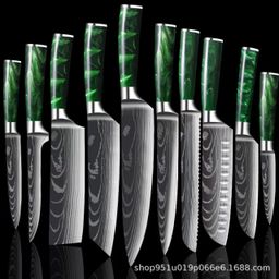 thumbnail for Cross-border supply of Damascus patterned chef set knives, chef knives, dedicated kitchen knives for slicing vegetables, and household kitchen knives