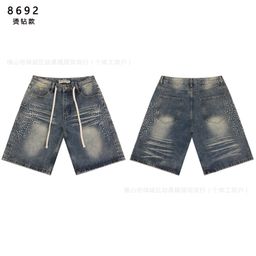 thumbnail for Cross-Border American Trendy Brand Vale Washed Vintage Printed Short-Sleeve Denim Shorts Loose Street Fashion T-Shirt for Men and Women