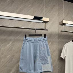 thumbnail for High-quality Lujia summer new blues gradient monogram patchwork knit casual shorts unisex style