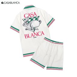 thumbnail for Cross-border Casablanca Casa Blanca 2023 new fancy short-sleeved shirt cardigan short-sleeved two-piece set
