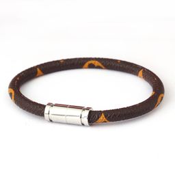 thumbnail for Hot sale leather rope bracelet lovers classic old color bracelet versatile fashion woven cowhide bracelet titanium steel magnetic buckle