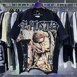 thumbnail for Life Hustlers Street Style Rhinestone Pattern Unisex Letter Vintage Short-Sleeve T-Shirt