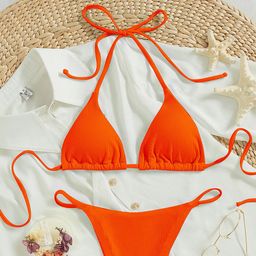 thumbnail for Amazon Lace-Up Bikini Swimsuit for Women 2026 New European and American Sexy Beach Bikini Hot Spring Swimwear