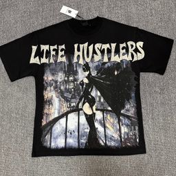 thumbnail for Life Hustlers Street Style Rhinestone Pattern Unisex Letter Vintage Short-Sleeve T-Shirt