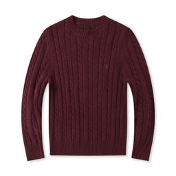 thumbnail for Suéter de malha com gola redonda para homens, casual de negócios, mistura de lã com logotipo de pônei, tricô para casais