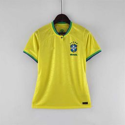 thumbnail for Camisa da Seleção Brasileira da Copa do Mundo de 2022 Nº 10 Neymar Home Manga Curta Ronaldo Uniforme de Futebol Feminino