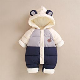 thumbnail for Newborn Baby Clothes Winter Climbing Clothes Baby Fleece-Lined Hassel Boys' and Girls' Jumpsuit Outer Wear Holding Clothes