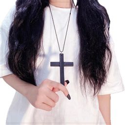 thumbnail for gothpunk sweet cool cross beaded girl necklace y2k sweater dark collarbone bat hottie niche