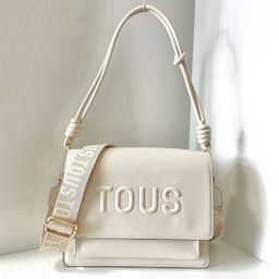 thumbnail for 2025 new cross-border women's bag peach bear medium flap taupe synthetic leather crossbody bag