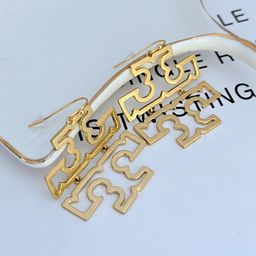 thumbnail for European and American fashion, light luxury, simple commuting, hollow English letters, splicing niche women's metal earrings