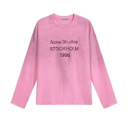 thumbnail for AC1996 washed and frayed distressed letter-print high street long-sleeved loose cross-border T-shirt for men and women