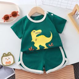 thumbnail for Children's short-sleeved suits, cotton girls' summer clothes, boys' t-shirts, two baby baby clothes, Korean children's clothes, new children's clothes