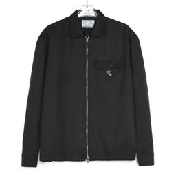 thumbnail for 2024 Early Spring Luxury Trend Original Label P Brand Triangle Iron Logo Pocket Woven Zipper Jacket Coat