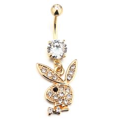 thumbnail for European and American cross-border e-commerce new stainless steel zircon cartoon rabbit navel ring human puncture navel nail wholesale light luxury